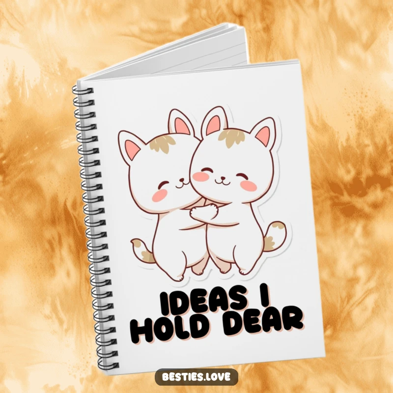 Funny Notebook: Two adorable animal characters in a tight, joyful hug, perfect for journaling or note-taking.