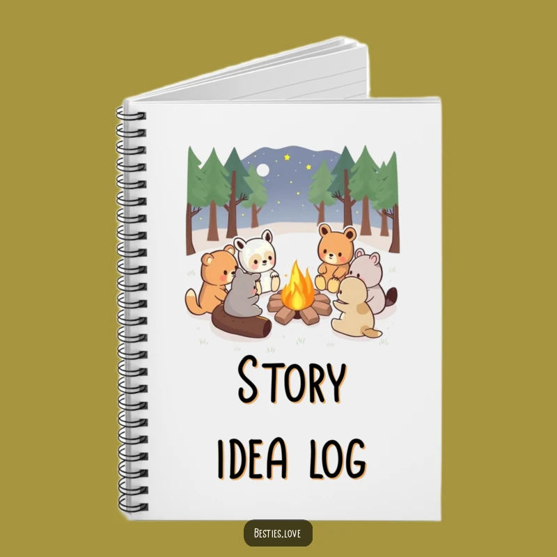 Funny Kawaii Campfire Notebook, Cozy Journal Gift
