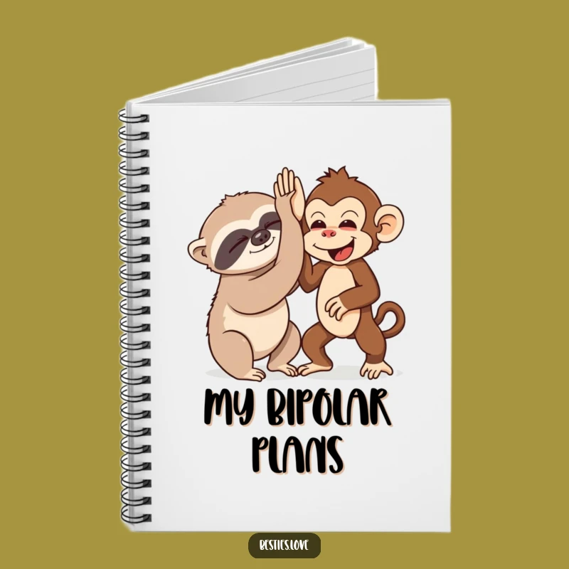 Funny Sloth & Monkey High-Five Notebook - Jot Down Ideas Gift!