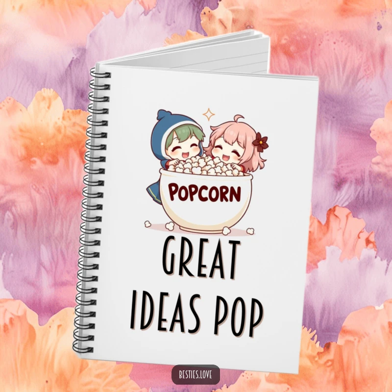 Funny Notebook: Two characters share a huge popcorn bowl and laugh, offering a hilarious and inspiring cover for your notes.