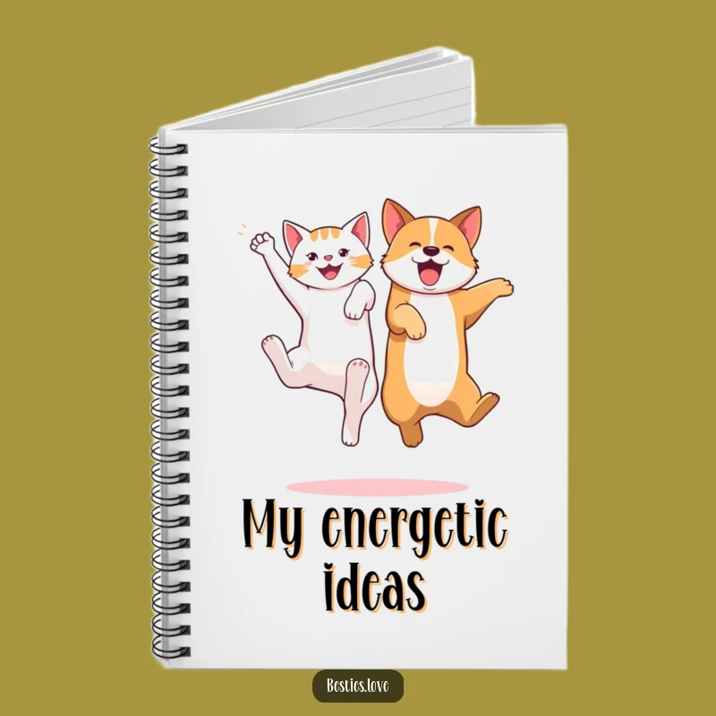 Funny Cat Dog Jump Notebook - Playful Pet Pals Journal for Ideas