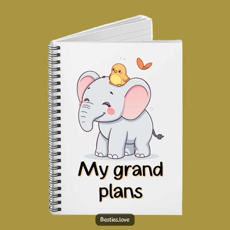 Funny Gentle Giant Notebook: Jot Down Kindness with Elephant & Bird, Perfect Funny Gift