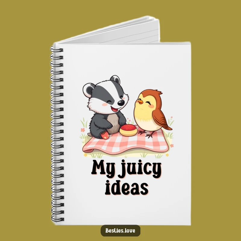 Funny Picnic Pals Notebook: Jot Down Laughs with Badger & Robin, Perfect Funny Gift