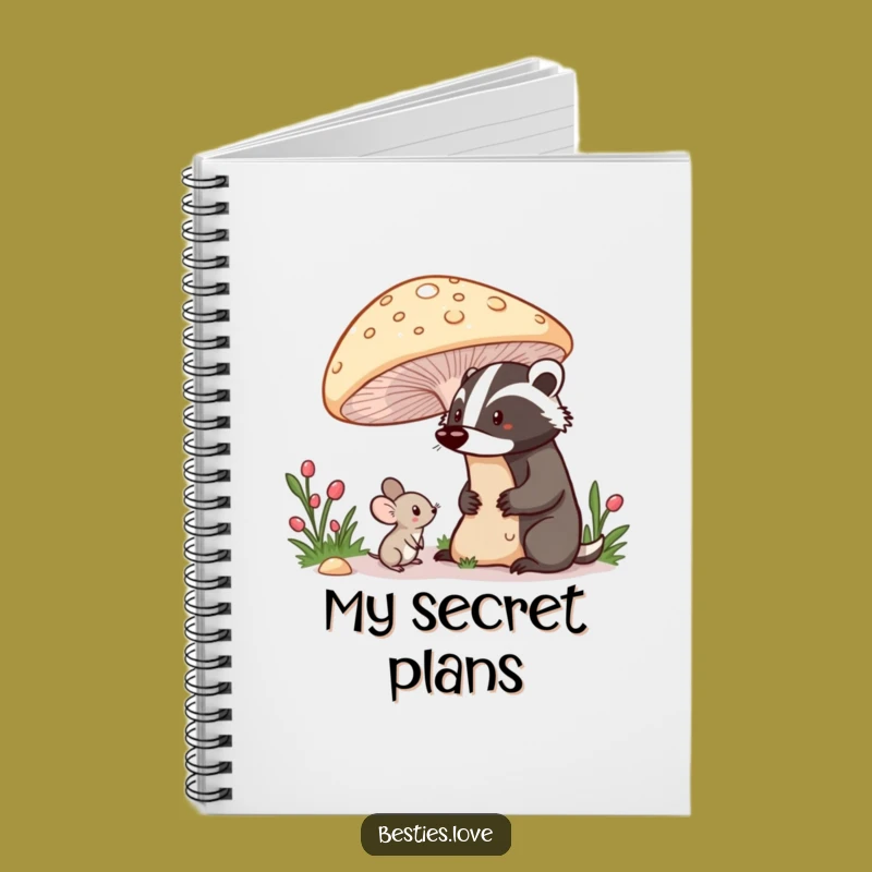 Funny Shy Mouse Badger Notebook - Cute Forest Friends Journal