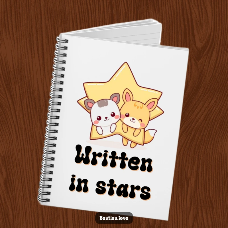 Funny Star Animals Notebook with cartoon animals peeking from behind a giant, winking star, perfect for notes and doodles.