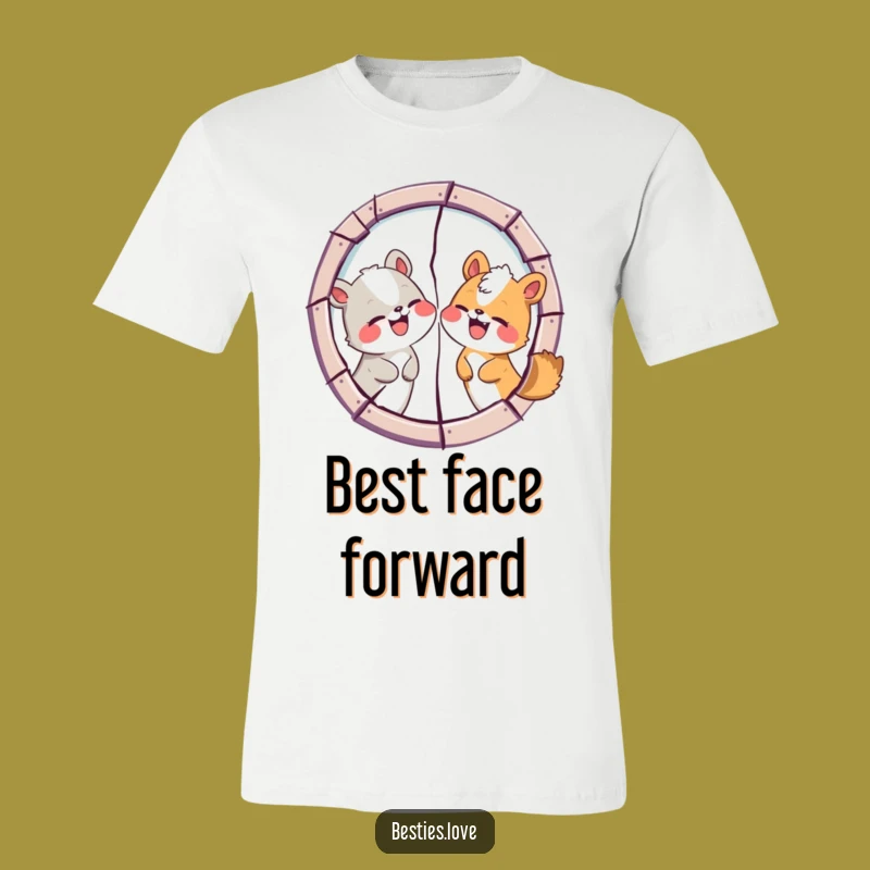 Funny Animal Friends Cracked Mirror Tee: Wear Your Hilarious Friendship Faces