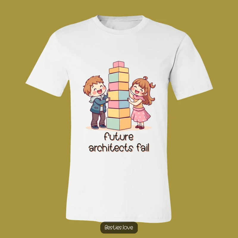 Funny Best Friends Block Tower T-Shirt: Joyful Friendship Building Tee