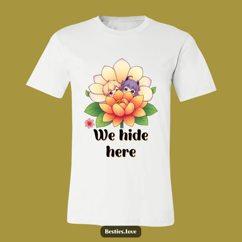 Funny Flower Peek-a-Boo T-Shirt - Whimsical Character Tee, Humorous Gift