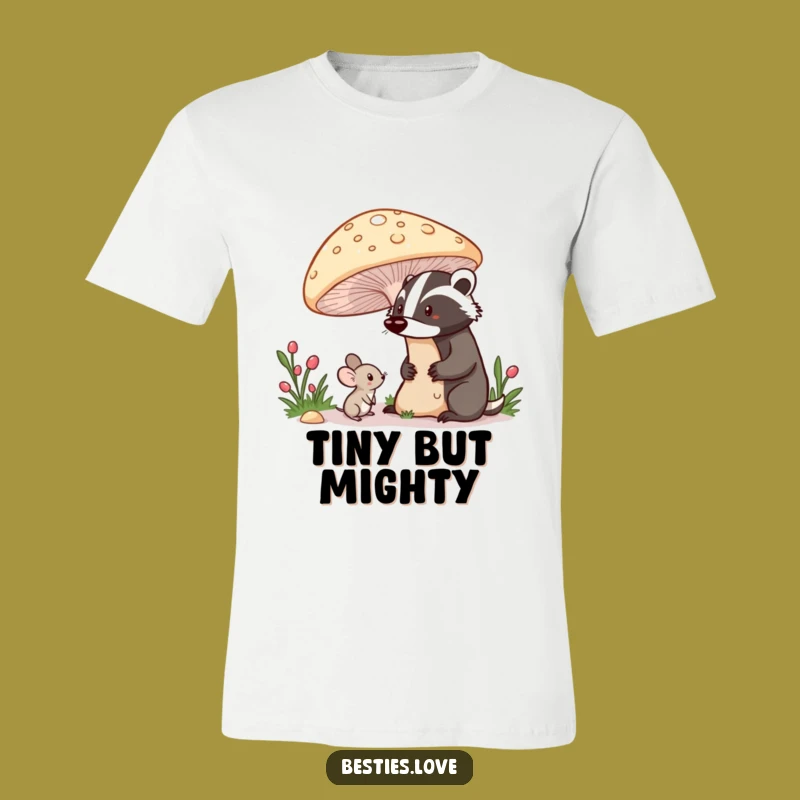 Funny Shy Mouse Badger T-Shirt - Cute Forest Friends Graphic Tee