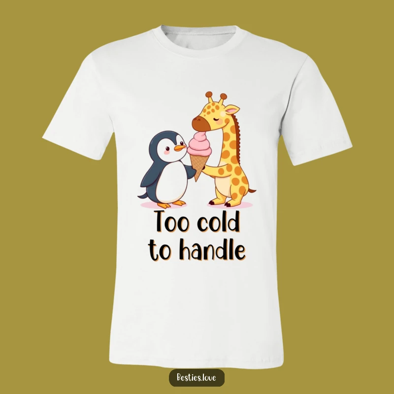 Funny Sweet Treat T-Shirt: Giraffe & Penguin Ice Cream Fun, Ideal Funny Gift