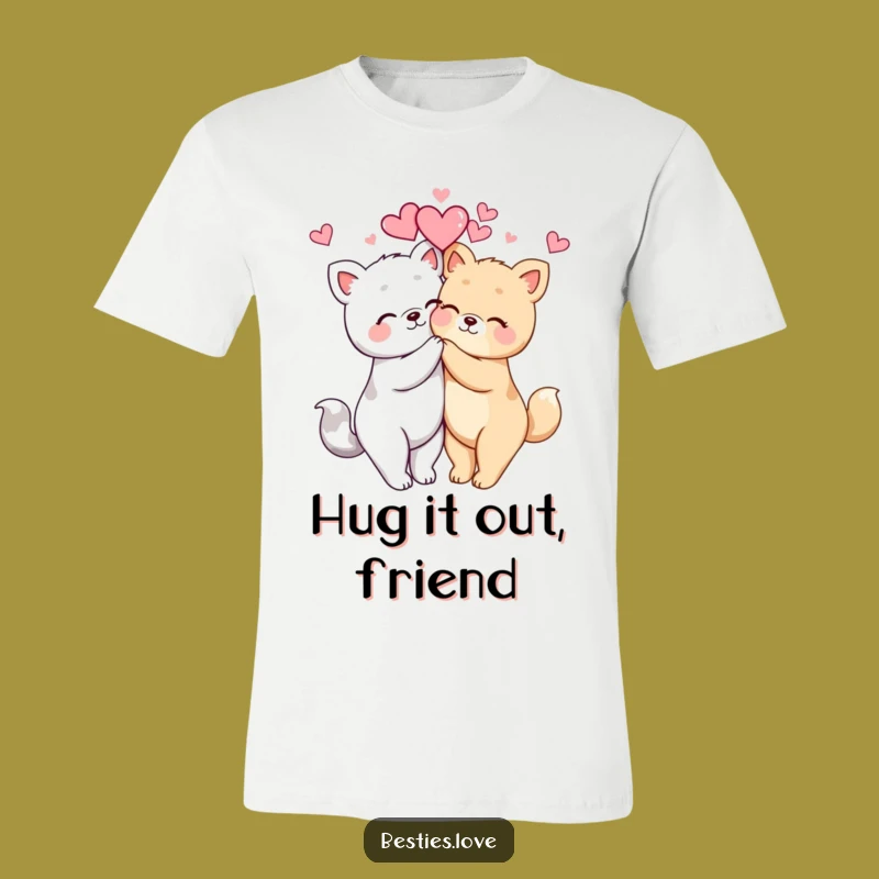 Funny Kawaii Animal Hug T-Shirt: Cute Best Friend Graphic Tee Gift