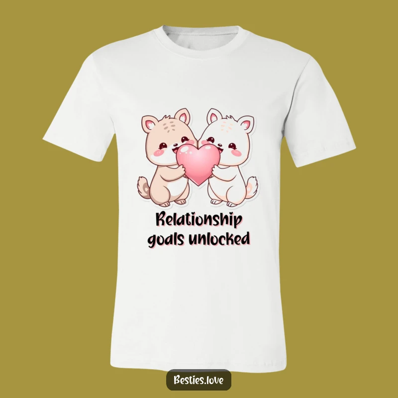 Funny Animal Heart T-Shirt: Adorable Matching Outfit for Best Friends
