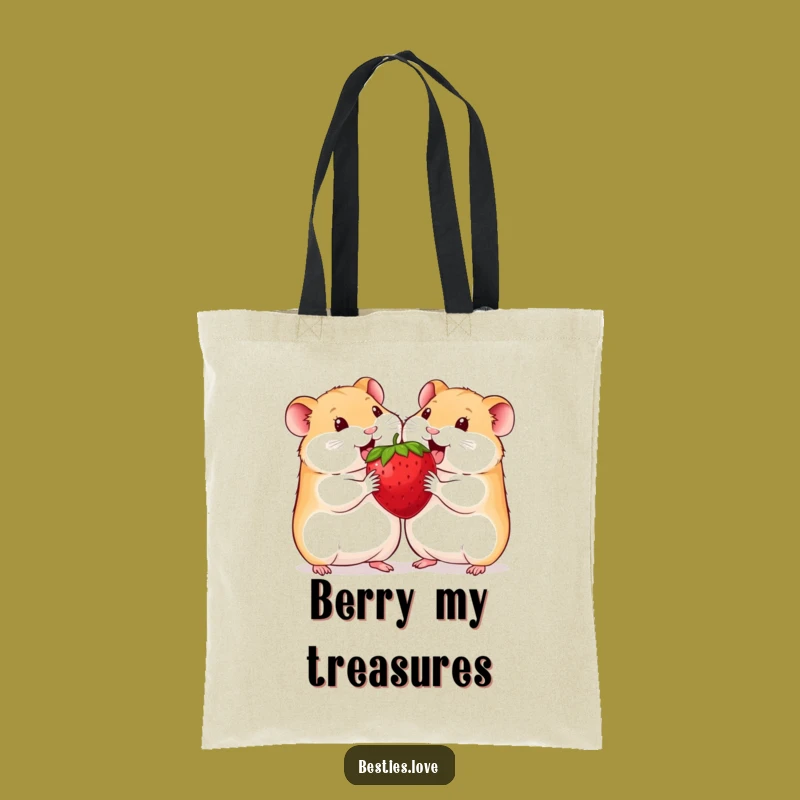 Funny Hamster Tote Bag: Carry Your Essentials with a Giant Strawberry Smile