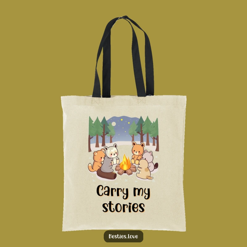 Funny Kawaii Campfire Tote Bag, Durable Storyteller Bag