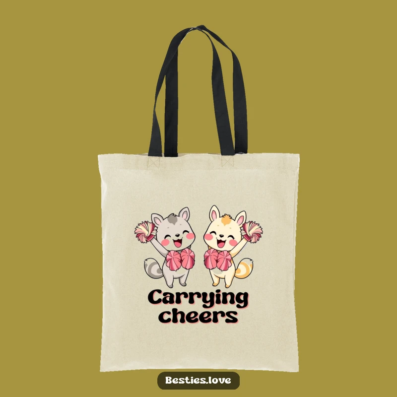 Funny Animal Friends Cheering Tote Bag: Carry Your Support Everywhere