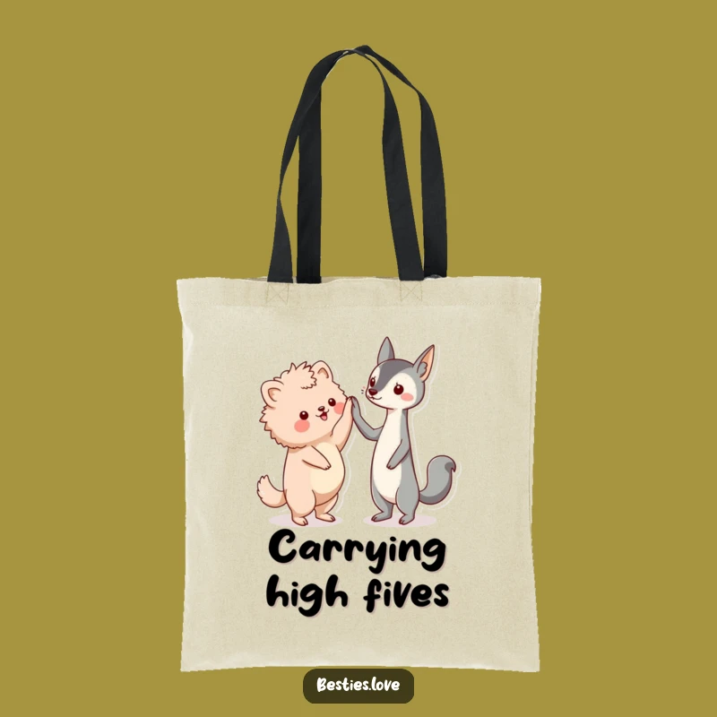 Funny Friends High-Five Tote Bag, Kawaii Animal Bag, Ideal Funny Gift