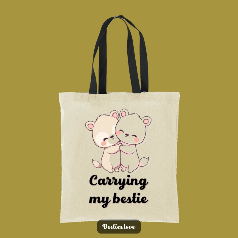 Funny Animal Hug Tote Bag: Cute Embrace Design, Charming Funny Gift