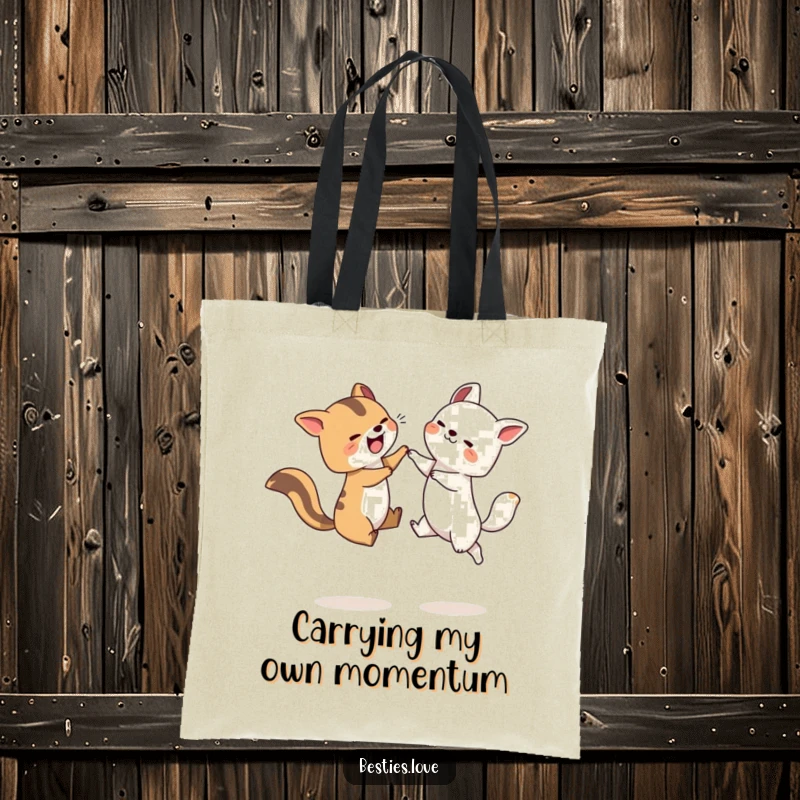 Funny Leapfrog Animals Tote Bag showcasing two ecstatic animals joyfully leapfrogging, ideal for carrying your goods with a smile.
