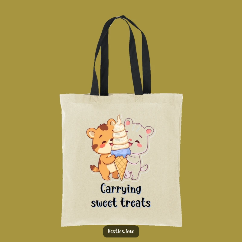 Funny Animal Ice Cream Tote Bag: Carry Your Treats, Sweet Gift
