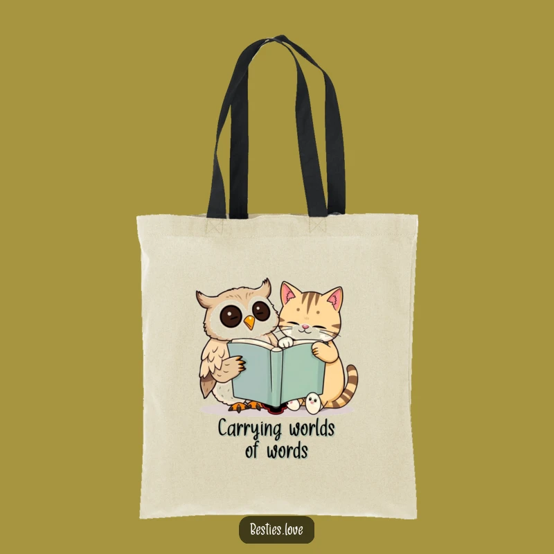 Funny Owl & Cat Tote Bag: Carry Your Library with Bookish Pals