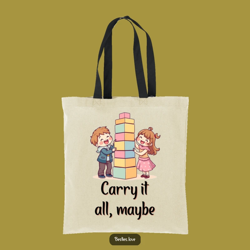Funny Best Friends Block Tower Tote Bag: Nimble Friendship Carry-All