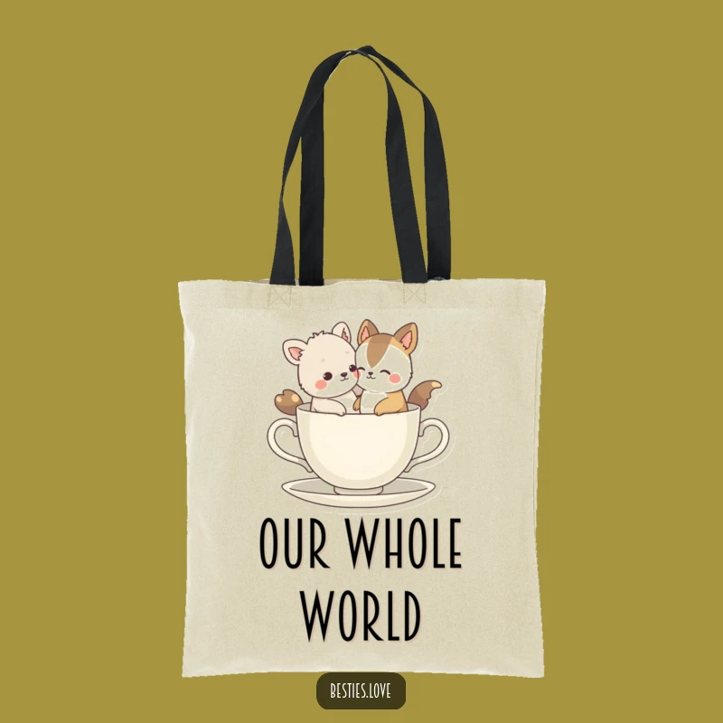Funny Bestie Animals Tiny Teacup Tote Bag: Carry Your Essentials with Hilarious Charm