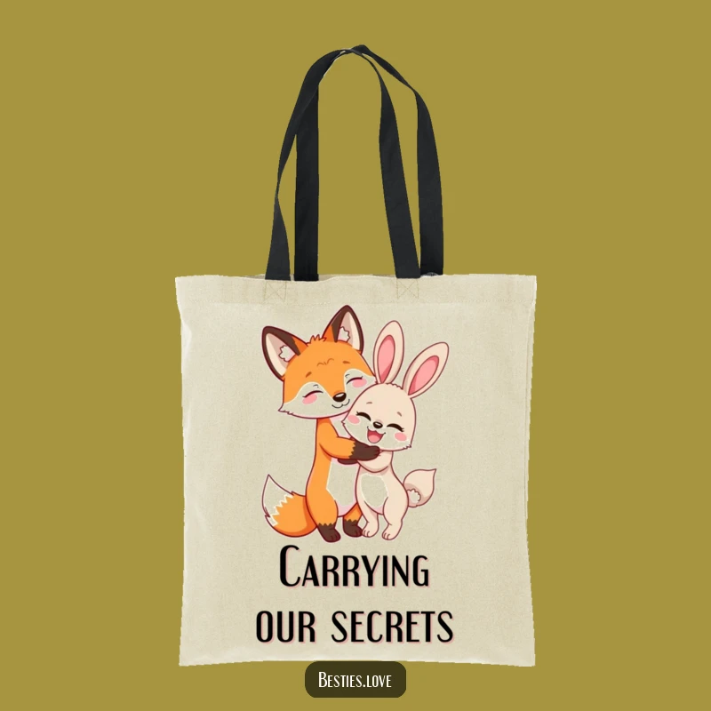 Funny Fox and Bunny Tote Bag: Carry Your Bestie Vibes Anywhere