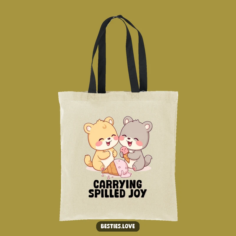 Funny Ice Cream Drop Tote Bag, Cute Animal Pals Bag, Ideal Funny Gift