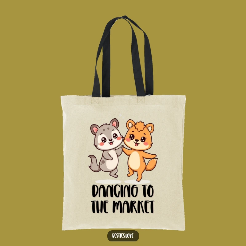 Funny Starry-Eyed Animal Dance Tote Bag - Joyful Accessory Gift