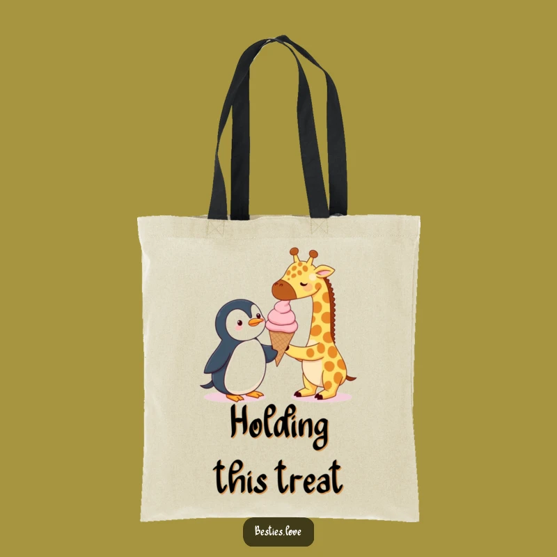 Funny Sweet Treat Tote Bag: Giraffe & Penguin Ice Cream Carryall, Perfect Funny Gift